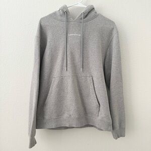 men sandro grey white cotton embroidered logo sweater hoodie pullover sweatshirt